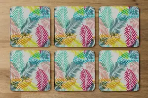 Multi Coloured Tropical Leaves (Coaster) / Default Title