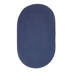 Homescapes Navy Handmade Woven Braided Oval Rug, 110 x 170 cm