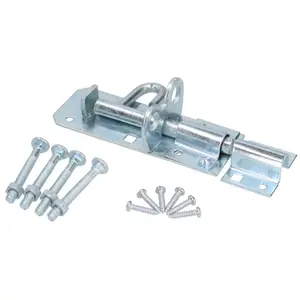 100mm Galvanised Brenton Bolt Sliding Lock Gate Shed Door Padbolt & Fixings