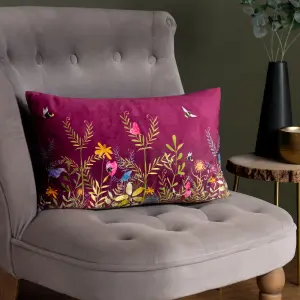 Wylder Willow Wildflower Meadow Digitally Printed Velvet Feather Rich Cushion