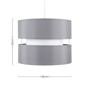 ValueLights Small Sophia Grey Ceiling Pendant Shade and B22 GLS LED 10W Warm White 3000K Bulb