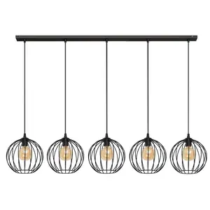 Luminosa Mercure Straight Bar Pendant Ceiling Light Black 133cm