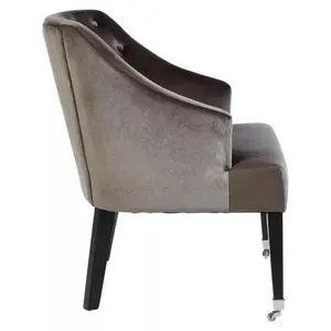 Interiors By Premier Classic Grey Velvet Chair, Mid Century Design Comfortable Armchair, Velvet Upholstered Modern Armchair