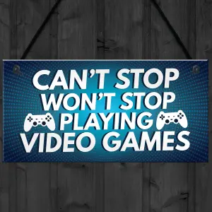 Funny Gamer Gift Hanging Plaque For Boys Bedroom Man Cave Games Room Sign Gift For Him