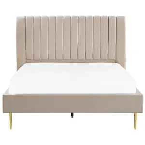 Velvet EU Double Size Bed Beige MARVILLE