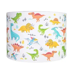 Modern and Colourful Dinosaurs Childrens Cotton Fabric Lamp Shade - 25cm