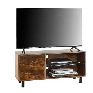 TV Stand Cabinet Rustic Oak for 42-55 inch TV's On Steel Legs Cabinet 110cm