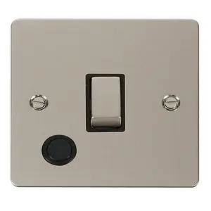 Flat Plate Pearl Nickel 1 Gang 20A Ingot DP Switch With Flex - Black Trim - SE Home