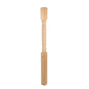 Cambridge Pine Rope Twist Stair Newel Post (H) 1500mm (W) 90mm (D) 90mm