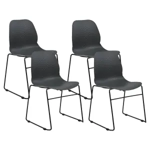 Set of 4 Dining Chairs PANORA Dark Grey