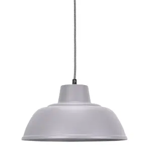 ValueLights Morris Grey Metal Hanging Pendant Ceiling Light Fitting for Living Room Kitchen - LED Bulb Included