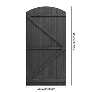 Grey Semi Braced Arch Top Strong Wooden Garden Gate with Latch  H 210cm x W 105cm