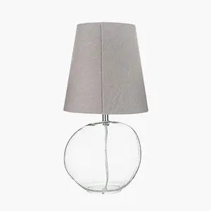 Neutral Clear Glass Table Lamp with Grey Shade