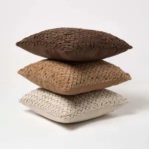 Homescapes Sofia Pleated Brown Velvet Cushion