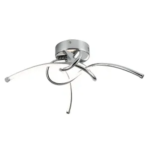 First Choice Lighting Twist Chrome LED Flush Ceiling Light