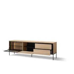 Expansive Oak Linear TV Cabinet H620mm W1970mm D410mm - Modern Design with LED Lighting