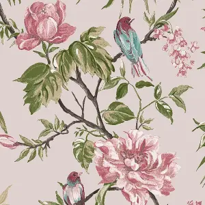 Next Birds & blooms Mauve Floral Smooth Wallpaper