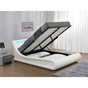 Galaxy LED Upholstered Ottoman Bed Black/White / Kingsize (5')