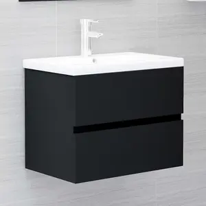 Berkfield Sink Cabinet Black 60x38.5x45 cm Engineered Wood