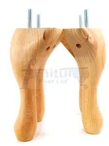 QUEEN ANNE WOODEN LEGS 250mm HIGH SET OF 4 NATURAL REPLACEMENT FURNITURE FEET  M10