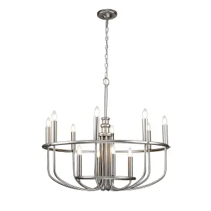 Luminosa Capitol Hill 12 Light Multi Arm Pendant Ceiling Light, Brushed Nickel