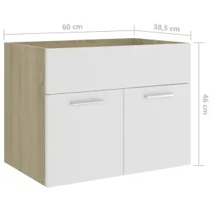 Berkfield Sink Cabinet White and Sonoma Oak 60x38.5x46 cm Engineered Wood