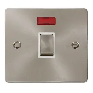 Flat Plate Satin / Brushed Chrome 1 Gang 20A Ingot DP Switch With Neon - White Trim - SE Home