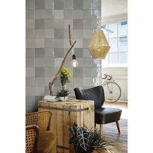 Shades Grey Rustic Hand-Made Distressed Look 132mm x 132mm Ceramic Wall Tiles (Pack of 57 w/ Coverage of 1m2)