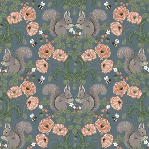 Galerie Apelviken 2 Mid Blue Floral Woodland Smooth Wallpaper