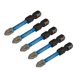 Draper Expert Cross Slot/PH Type Impact Screwdriver Bits, No.2 x 50mm, 1/4" Hex (Pack of 5) 05499