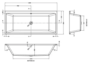 Square Thin Edge Double Ended Straight Shower Bath with Leg Set, 1800mm x 800mm