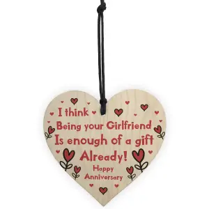 Red Ocean Funny Anniversary Gift For Girlfriend Novelty Wooden Heart Sign Anniversary Gift For Her