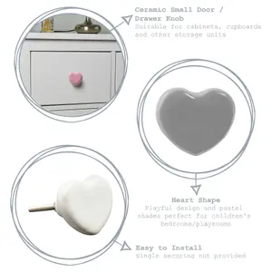 Nicola Spring - Ceramic Cabinet Knob - Grey Heart