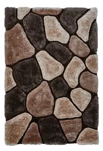 Beige/Brown Handmade Modern Shaggy Easy to Clean Abstract Optical/ (3D) Rug For Dining Room Bedroom And Living Room-120cm X 170cm