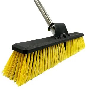 18" Yard Broom Outdoor- Heavy Duty with Multi Section Long Metal Handle