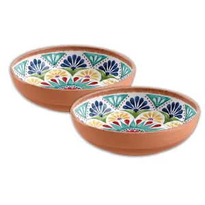 Purely Home Rio Medallion Melamine Low Bowls - Set of 2