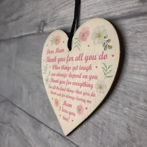 Mum Gift For Mothers Day Birthday I Love You Gift Wooden Hanging Heart Keepsake