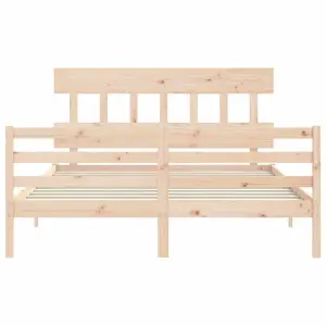 Berkfield Bed Frame with Headboard King Size Solid Wood