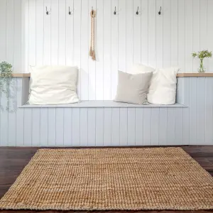 Handwoven Natural Chunky Jute Living Area Rug 80x150cm