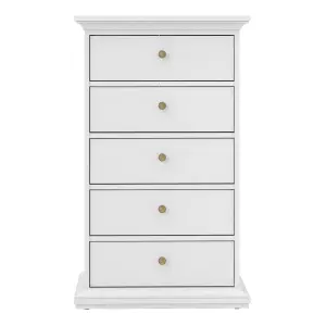 Paris Chest 5 drawers in White