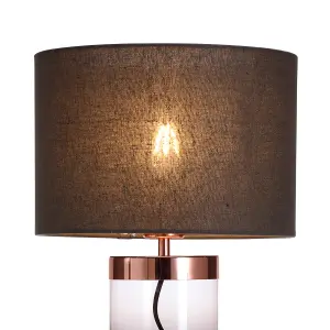 Inlight Erinome Ombre Cylinder Satin Amber & dark grey Copper effect Table light