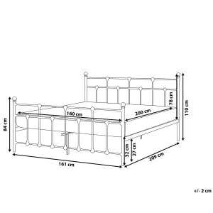 Metal EU King Size Bed Frame Black LYNX