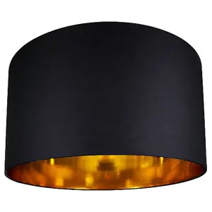 Contemporary Black Cotton 20 Floor/Pendant Lamp Shade with Shiny Gold Inner