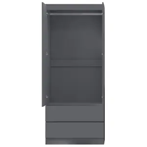 Combination Wardrobe 2 Door 2 Drawer Dark Matt Grey Scratch Resistant