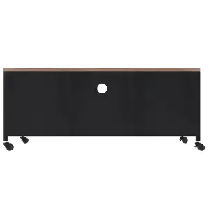 vidaXL TV Cabinet Black 110x30x43 cm Iron and Solid Wood Fir