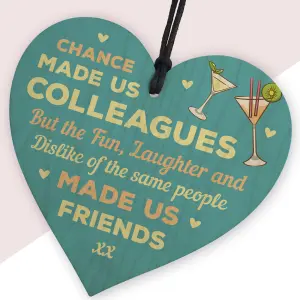 Red Ocean Chance Made Us Colleagues Fun and Laughter Novelty Wooden Hanging Heart Leaving Gift Plaque Work Friendship Sign