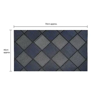 JVL Platina Scraper Rubber Doormat, 40x70cm, Silver/Blue