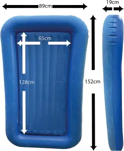 Vanilla Leisure Children's Inflatable Portable Air Bed Blue Flocked with Raised Sides