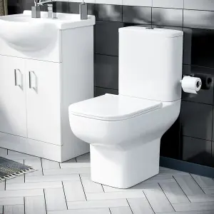 Nes Home 550mm Freestanding Vanity Basin Unit & Close Coupled Toilet White