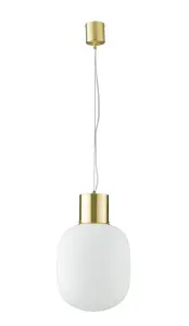 Luminosa Fellini Globe Ceiling Pendant, Gold, Opal, E27